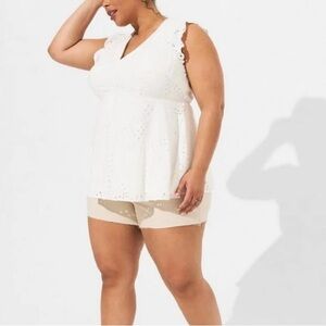 Torrid Eyelet Ruffle Sleeve Babydoll Top Size 3